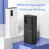 Power Bank 30000mah avec affichage numérique 4USB + Type C 5 sorties 22.5W Portable haute capacité charge super rapide Batteries externes