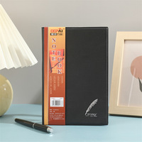 Carnet en cuir PU B5 18K, 70 feuilles, couverture noire, carnet de notes plume, bloc-notes professionnel, 96 pièces/carton, vente en gros