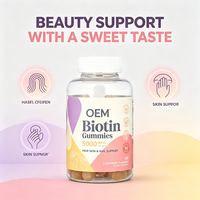 Gummies à la biotine 5000 mcg pour la santé des cheveux, de la peau et des ongles, saveur fraise, 120 unités