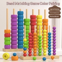 Juego Educativo de Cuentas de Colores de Madera con Soporte para Contar, Juguete de Apilamiento y Combinación de Colores para Niños de 3 a 6 Años