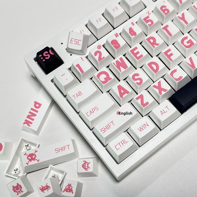 Pink Theme Original Height PBT Thermal Sublimation Keycap Simple Ins Female Personality custom keycaps