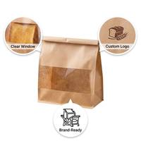Sac à pain en papier kraft écologique imprimé sur mesure avec fenêtre transparente, fermeture à lien métallique, résistant à la graisse et à l'huile, recyclable, pour pain de mie