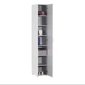 <span class=keywords><strong>Armario</strong></span> moderno de una sola puerta para ahorrar espacio con acabado blanco y estantes ajustables de 7 compartimentos para dormitorio de apartamento - Product Image 2