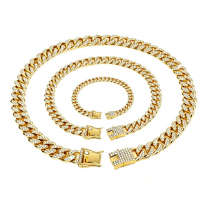 Collier de luxe en chaîne dorée pour chien, style hip-hop, maillons cubains, pour <span class=keywords><strong>Pitbull</strong></span>, <span class=keywords><strong>American</strong></span> <span class=keywords><strong>Bully</strong></span>, grands chiens, bijoux esthétiques pour animaux de compagnie - Product Image 1