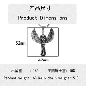 Yunnique – collier avec pendentif ailes d'ange en acier inoxydable pour hommes, cadeau 231030 - Product Image 4