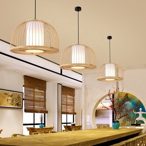 Fabriqué en Chine Restaurant Lanterne Bambou Art Lustre Creative Commercial Rotin Lampes LED Pendentif Lumière - Product Image 1