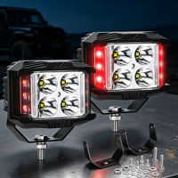 Phare de travail LED tout-terrain 4 pouces 35W 3000LM, éclairage latéral, 12-24V, étanche IP67, double couleur, bleu stroboscopique, antibrouillard pour camion, VTT, SUV