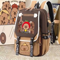 Capibara Capybara Sevimli Karikatür Unisex Okul Sırt Çantası Büyük Kapasiteli Nefes Alabilen Ultra Hafif Naylon Ortaokul İlkokul için