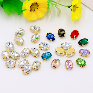 Strass ovales en cristal, base dorée, 12 facettes, forme D, pour accessoires de vêtements DIY, couture à la main, fournitures de fabrication de bijoux - Product Image 3