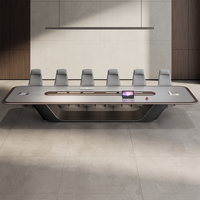 Nueva Mesa de Conferencia Modular Moderna de MDF con Acabado Pintado, Larga, de Lujo, para 12 Personas, Mesa de Negociación para Sala de Conferencias Grande con Sillas