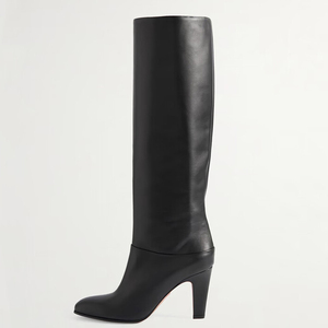 Handmade Western Women's Autumn/Winter <b>Knee</b>-<b>High</b> Boots Big Size 46 <b>High</b> Heels Pointed Toe Slip-On Solid Anti-Slippery Lighted - Product Image 4