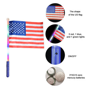 Venta al por Mayor de Banderas LED con Logotipo Personalizado, Bandera de Estados Unidos con Luz LED, Funciona con Pilas, Rojo, Blanco y Azul, de Plástico, para Fiestas del 4 de Julio - Product Image 6