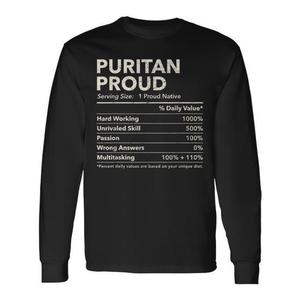 T-shirt a maniche lunghe Puritan Proud Nutrition Facts con design originario dell'Ohio - Product Image 1