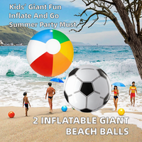 Ballons de plage gonflables en PVC et ensemble de ballons de football, 2 pièces, portables, géants, 28 cm, pour enfants, fête de plage d'été