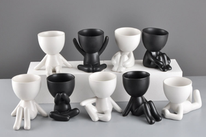 Petits pots de plantes succulentes émaillés pour <span class=keywords><strong>jardin</strong></span> maison décorative bureau arrière-cour idées conception humaine pot de fleurs avec expédition DDP - Product Image 6
