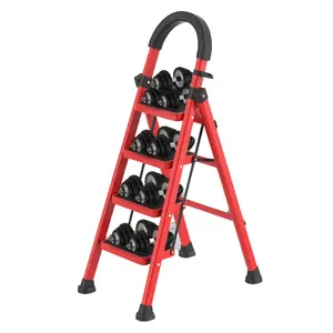 Portabilität 3 4 5 Stufenbreite Treppenleiter Sicherheit zusammenklappbar rot verdickt Kohlenstoffstahl vierstufige Leiter