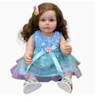 Poupée Reborn de 22 pouces, nouvelle version, avec de longs cheveux - Poupée réaliste en plastique pour enfants, jouet compagnon pour les enfants, cadeau pour une fille
