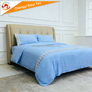 Juego de Ropa de Cama de Microfibra Tejida de Poliéster 100%, Duradera, Fácil de Lavar, Lisa, con Encaje Personalizado, Teñida en Color Sólido, de Lujo para el Hogar, Hotel y Hospital - Product Image 2