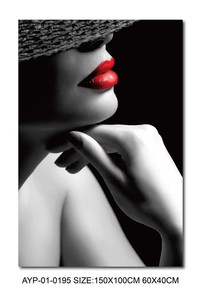 <span class=keywords><strong>Peinture</strong></span> décorative <span class=keywords><strong>sur</strong></span> <span class=keywords><strong>toile</strong></span> <span class=keywords><strong>de</strong></span> <span class=keywords><strong>femme</strong></span> élégante avec chapeau, moderne, noir et blanc, base acrylique pour salon - Product Image 5