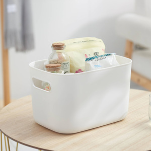 Desktop Storage Box Rectangle Solid Color Stackable With Lid Large Capacity For Stationery Food Storage - Product Image 1