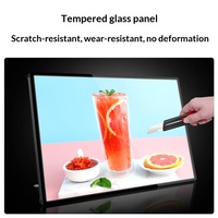 Boîte à lumière rectangulaire triple unité pour comptoir de bar, menu extérieur, verre trempé, affichage graphique LED ultra-fin rétractable et éclairé
