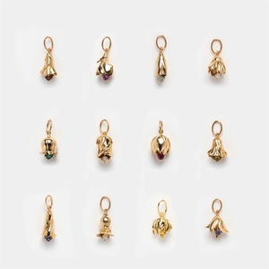 Colgantes al por mayor para la fabricación de joyas: Collar de mujer personalizado de acero inoxidable con colgante de cristal de flor de nacimiento de 12 meses - Product Image 1