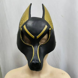 <span class=keywords><strong>Máscara</strong></span> de <span class=keywords><strong>Anubis</strong></span> PVC y látex Dios egipcio accesorio de disfraz Chacal Dios mascarada para Halloween Cosplay fiesta suministros - Product Image 1
