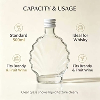 Bouteille de liqueur en verre transparent de 500 ml avec bouchon à vis, options personnalisées de sérigraphie et gravure mat/serigraphié