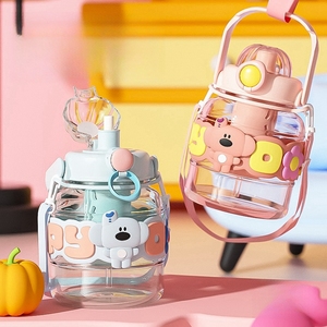 Md407 <span class=keywords><strong>nuovo</strong></span> cartone animato per bambini simpatico mostro di plastica portatile tazza di acqua estiva di grande capacità Logo personalizzato tazza di paglia - Product Image 2