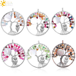 <span class=keywords><strong>CSJA</strong></span> 2020 Design Unique 7 Chakra Arbre De Vie Hibou Perles Agate Pendentif Collier pour Femmes Reiki Bijoux F308 - Product Image 4