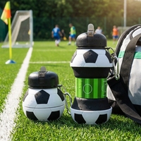 Mug de voyage sportif pliable en silicone, anti-fuite, réutilisable, sans BPA, grande capacité 550 ml, motif dessin animé, logo personnalisé, portable