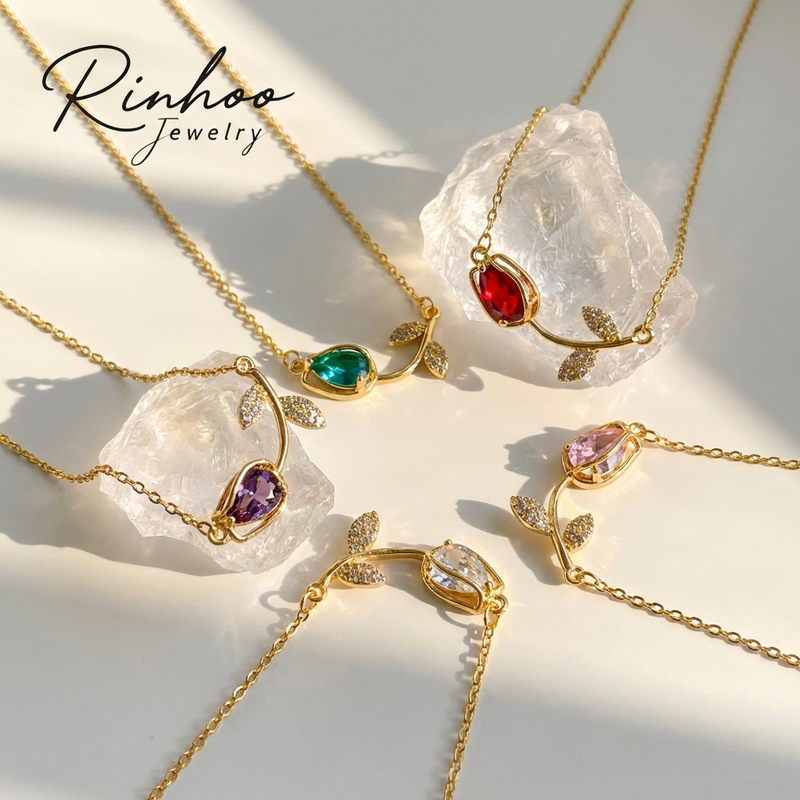 RINHOO Metal Matte Irregular Pendant Necklace