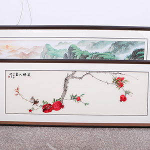 Cuadro de Bordado de Suzhou con Base de Seda y Marco de Madera, Serie Sonriendo a Través de la Vida, Decoración de Pared para Sala de Estar - Product Image 1