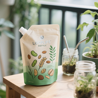 Pochette souple transparente mate imprimée numériquement avec bec verseur, pour emballage de céréales, réutilisable, avec fenêtre, pour recharge alimentaire