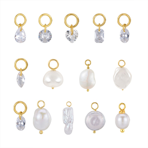 Accessoires de boucles d'oreilles DIY faits à la main en argent sterling 925 : Cerceaux, breloques géométriques, cœurs, poires, marquises, zircons, perles et charms - Product Image 1