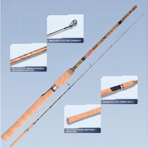 Canne à pêche spinning en fibre <span class=keywords><strong>de</strong></span> carbone 6'6'' avec guides en acier inoxydable pour la pêche en lac et en ruisseau, idéale pour la carpe crucian et le saumon - Product Image 3