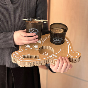 Support en carton alvéolé personnalisé pour gobelets – Plateau ondulé pour café, thé au lait, exposition – Finition mate, support jetable pour boissons - Product Image 2