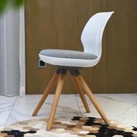 Chaise de salle à manger moderne à coque moulée, chaise d'appoint avec coussin en tissu confortable et pieds en bois naturel pour la décoration intérieure, chaise d'hôtel