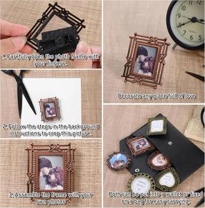 Mini <b>Wallet</b> Size Picture Frame Antique Alloy Frame for Gift Shop Heart Embossed Small Round <b>Metal</b> Portrait Display Frame - Product Image 6