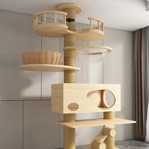 Hiện Đại Sang Trọng Mèo Cây Gỗ Mạnh Mẽ Sàn Để Trần Đa Cấp Nhảy Nền Tảng Cổ Điển Nhà chung cư Mèo Leo Cây - Product Image 3