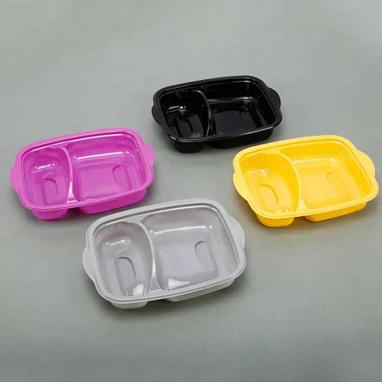 Clear Airtight Kitchen 1 2 3 Compartment Plastic Storage Take Out Container Food Box bread shape lunch box