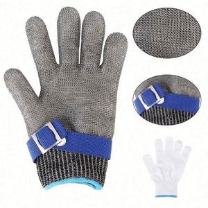 Anti-cut Gardening Gloves Safety Cut Proof Stab Resistant Stainless Steel <b>Wire</b> Metal <b>Mesh</b> 5 Finger Outdoor <b>Garden</b> Work Gloves - Product Image 2