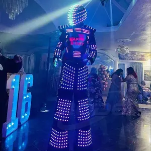 Pixel Led Robot Suit Costume Full Color Price Stilts Walker Led Screen Cosplay Costume Robot Led Costume Party With Gun