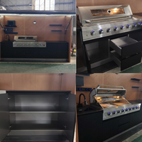 2025 nouveauté moderne en acier inoxydable extérieur armoires de cuisine gaz barbecue avec hauteur réglable hangar Barbecue four