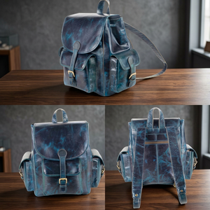 New Arrival Custom Three-Piece Vintage Handmade Genuine Leather Unisex Underwear <b>Bags</b> Candy Pattern Zipper Adjustable Strap - Product Image 6