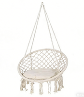 Fauteuil hamac en macramé moderne et portable en tissu doux avec petit coussin de dossier, capacité 120 kg, mobilier d'extérieur