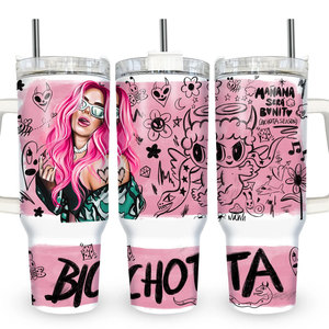 <span class=keywords><strong>Manana</strong></span> Sera Bonito 40 Oz Taza <span class=keywords><strong>de</strong></span> paja portátil Bihota Karol G Pink Hair 40 oz Vaso aislado <span class=keywords><strong>de</strong></span> acero inoxidable con asa - Product Image 6