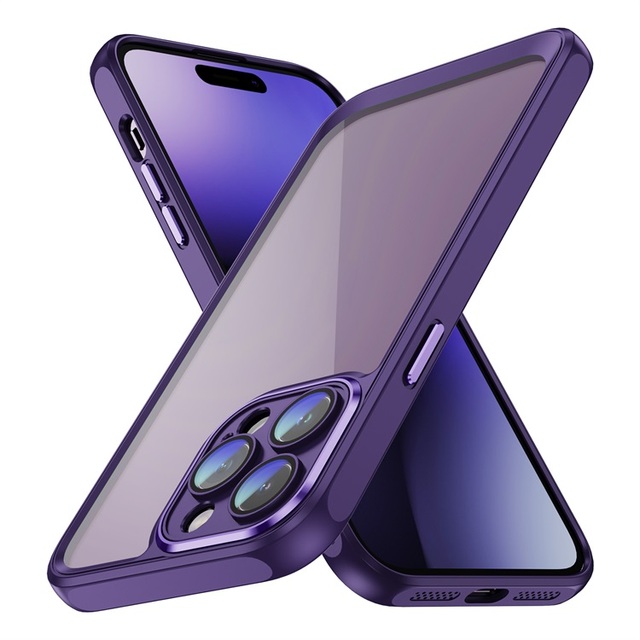 Wholesale designer Purple Clear Cell phone case for iPhone 14 13 12 11 Pro Max 7 8 Plus XS XR Max lens protection mobile cover