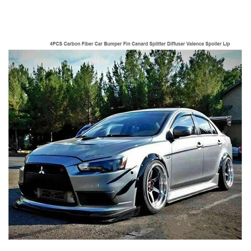 4-Piece Carbon Effect Bumper Splitter Canard Set For Ford – With Hardware