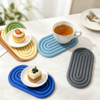 Sous-verre en silicone de qualité alimentaire résistant à la chaleur avec logo personnalisé, antidérapant, pour café, thé, table, OEM ODM